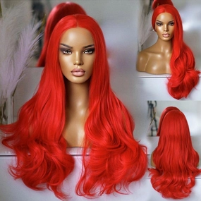 Red Synthetic Wig Lace Front
