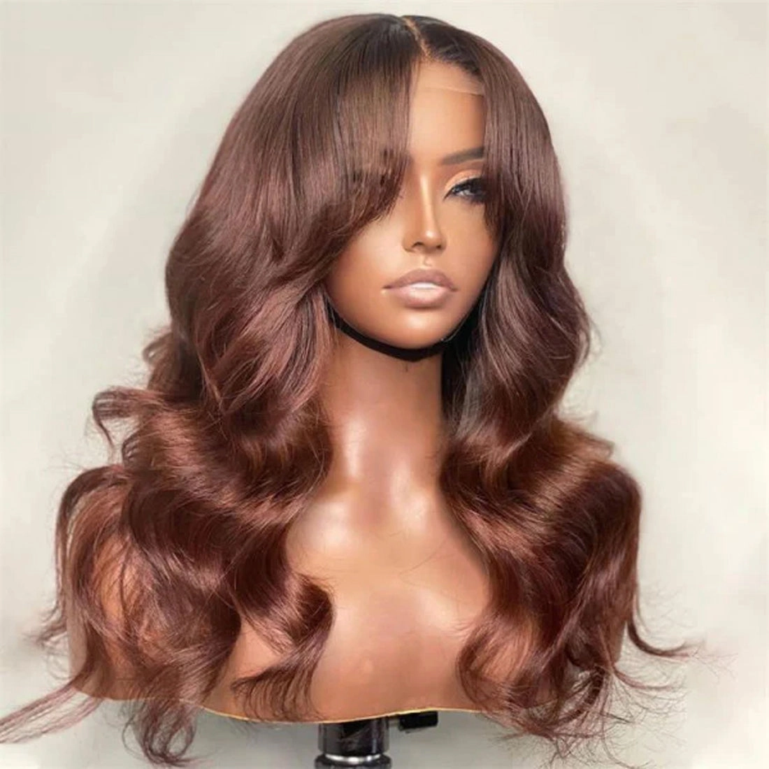 Reddish Brown Body Wave 13x4  Lace Frontal Wigs Pre Plucked Human Hair