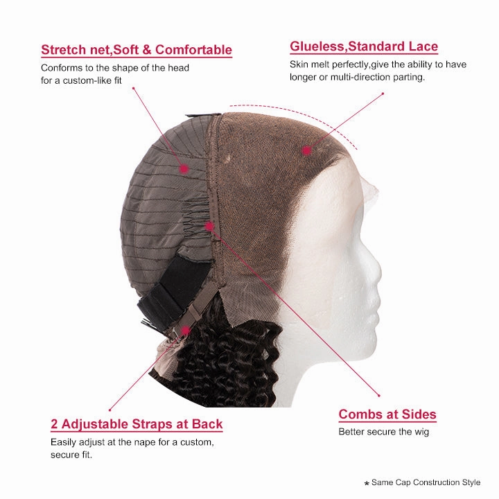 Reddish Brown Deep Wave Bob Wig Glueless Undetectable Standard Lace Front Wig Human Hair