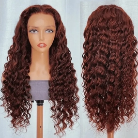 Reddish Brown Loose Deep Wave Pre Plucked 13x4  Lace Frontal Wigs Human Hair