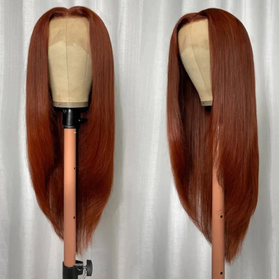 Reddish Brown Straight 13x4 Pre Plucked  Lace Frontal Wigs Human Hair