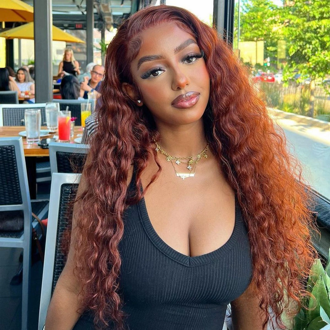 Reddish Brown Water Wave 13x4 Pre Plucked Real HD Lace Frontal Wigs Human Hair