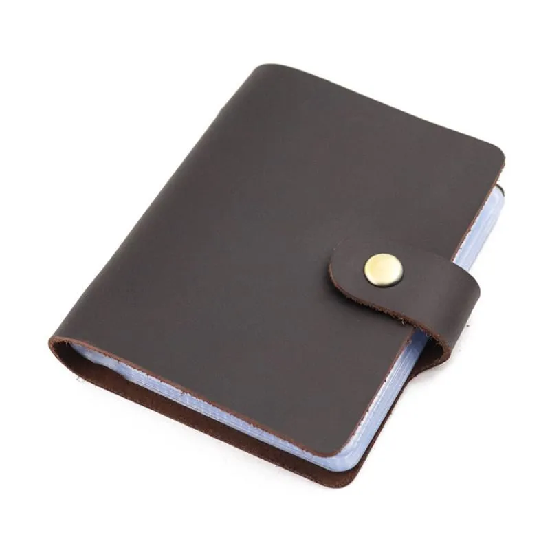 RFID Leather Mens Small Brown Wallet Cardholder Wallet Dark Coffee Front Pocket Wallets for Men