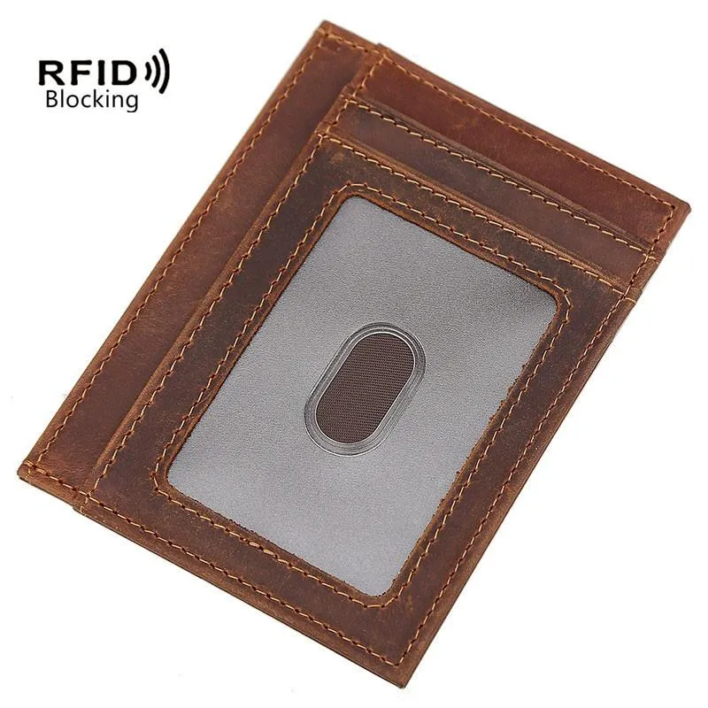 RFID Mens Leather Card Wallet Card Holder Front Pocket Wallet For Men