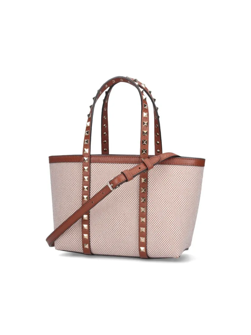 Rockstud" Small Shopping Bag  Beige
