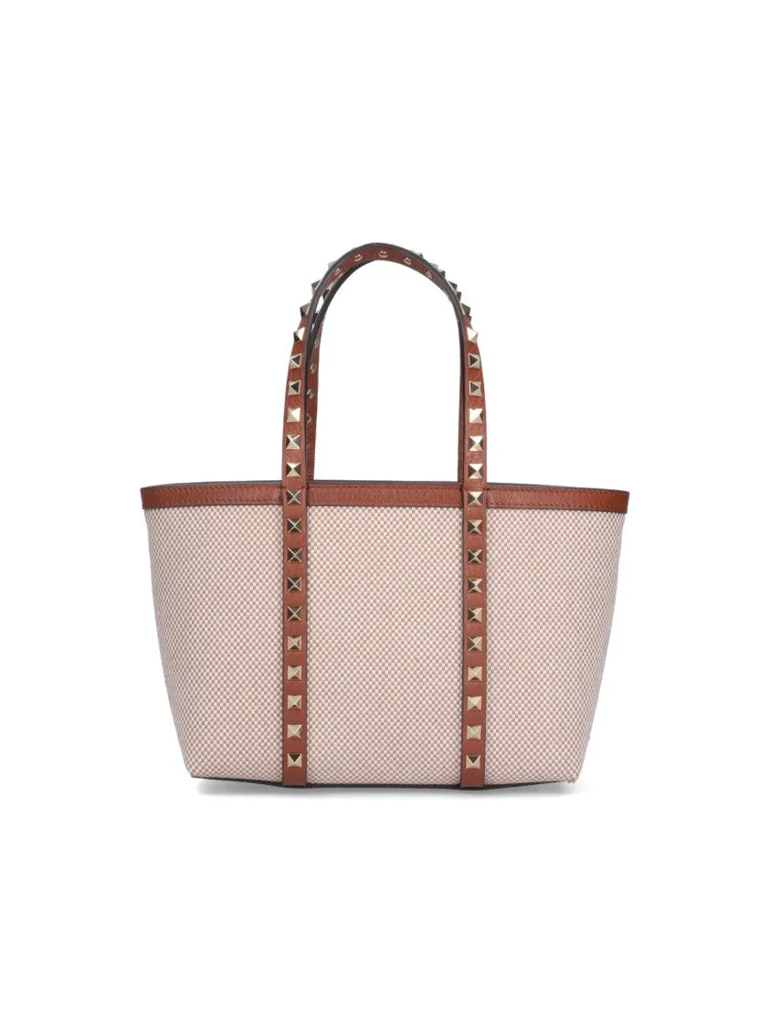 Rockstud" Small Shopping Bag  Beige