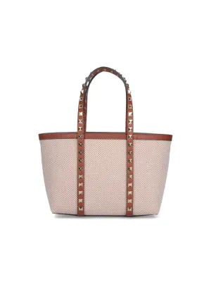 Rockstud" Small Shopping Bag  Beige