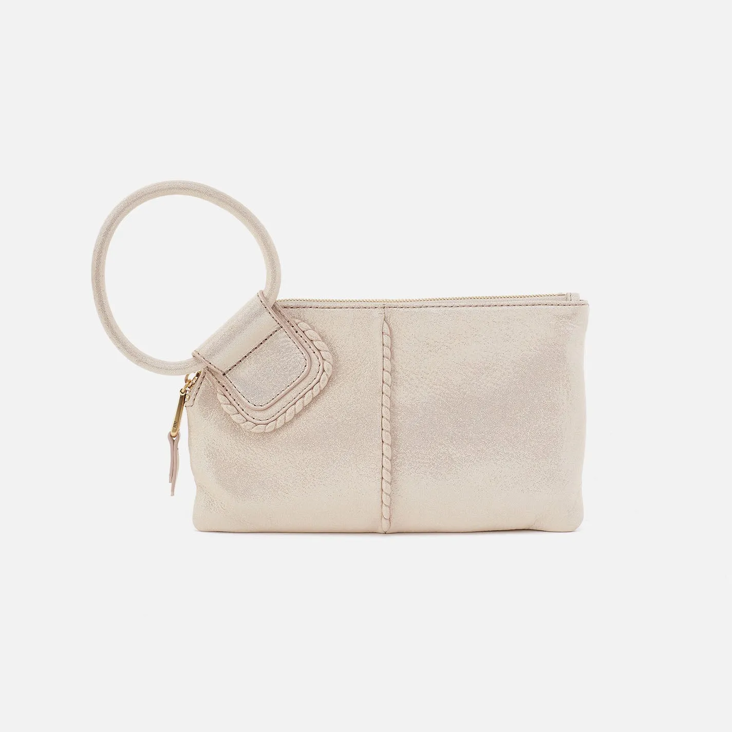 Sable Wristlet In Metallic Leather - Sand Shimmer