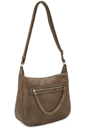 Sahara Fashion Chain Crossbody Bag In Taupe