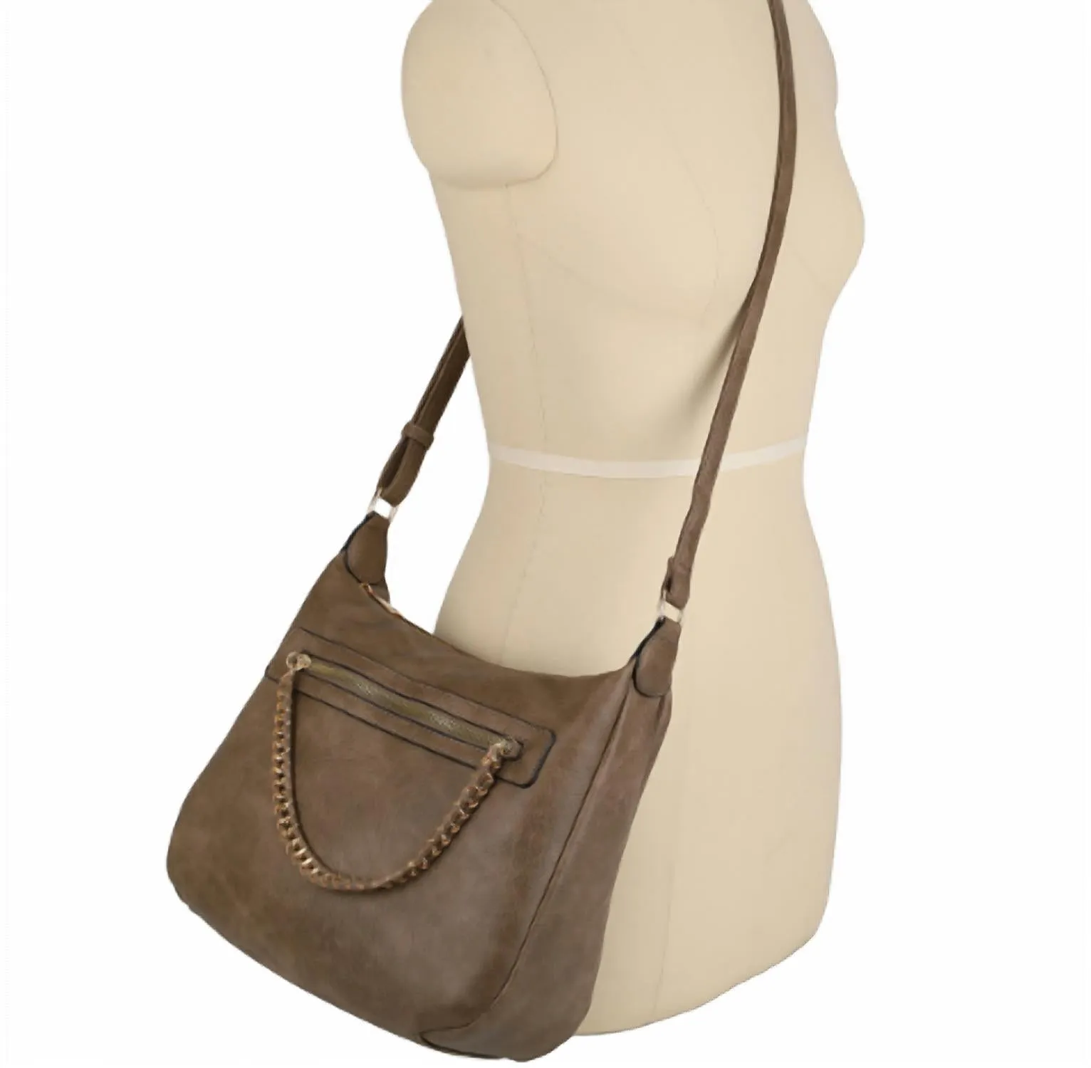 Sahara Fashion Chain Crossbody Bag In Taupe
