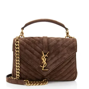 Saint Laurent Matelasse Suede Monogram College Medium Shoulder Bag