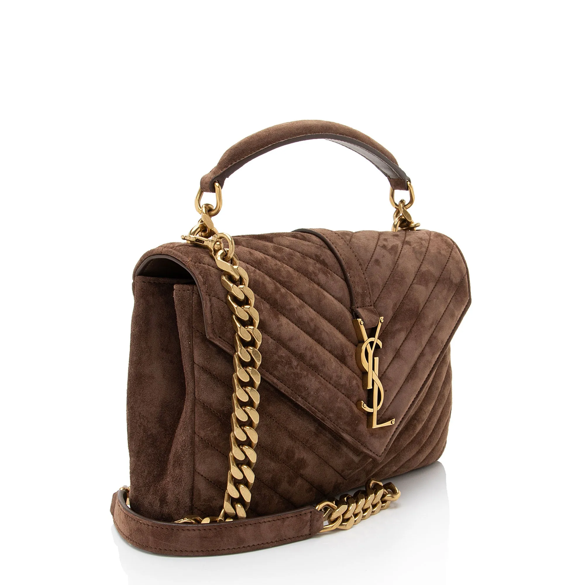 Saint Laurent Matelasse Suede Monogram College Medium Shoulder Bag