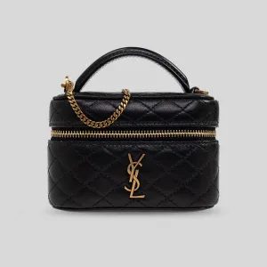 SAINT LAURENT YSL Gaby Micro Vanity Bag In Lambskin Black 8192851EL07