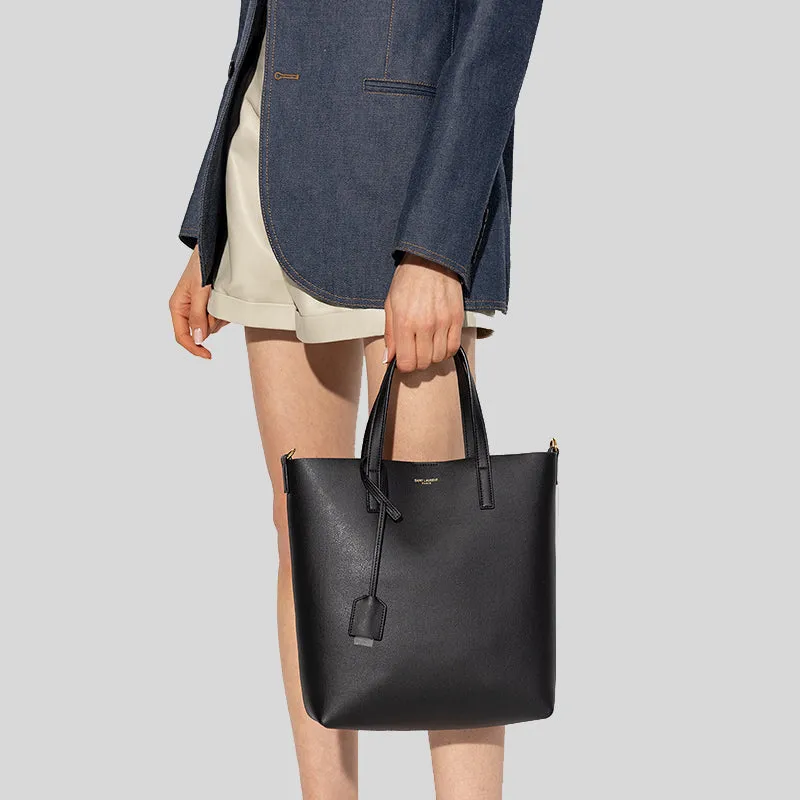 SAINT LAURENT YSL Shopping Saint Laurent Toy Crossbody Tote In Leather Black 600307CSV0J