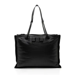 Salvatore Ferragamo Leather Viva Bow Small Tote