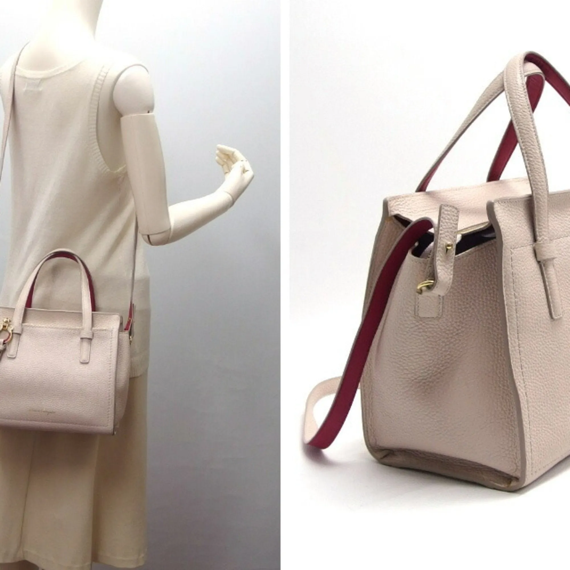 Salvatore Ferragamo  pink Leather Handbag Shoulder Bag Tote Bag (Pre-Owned)