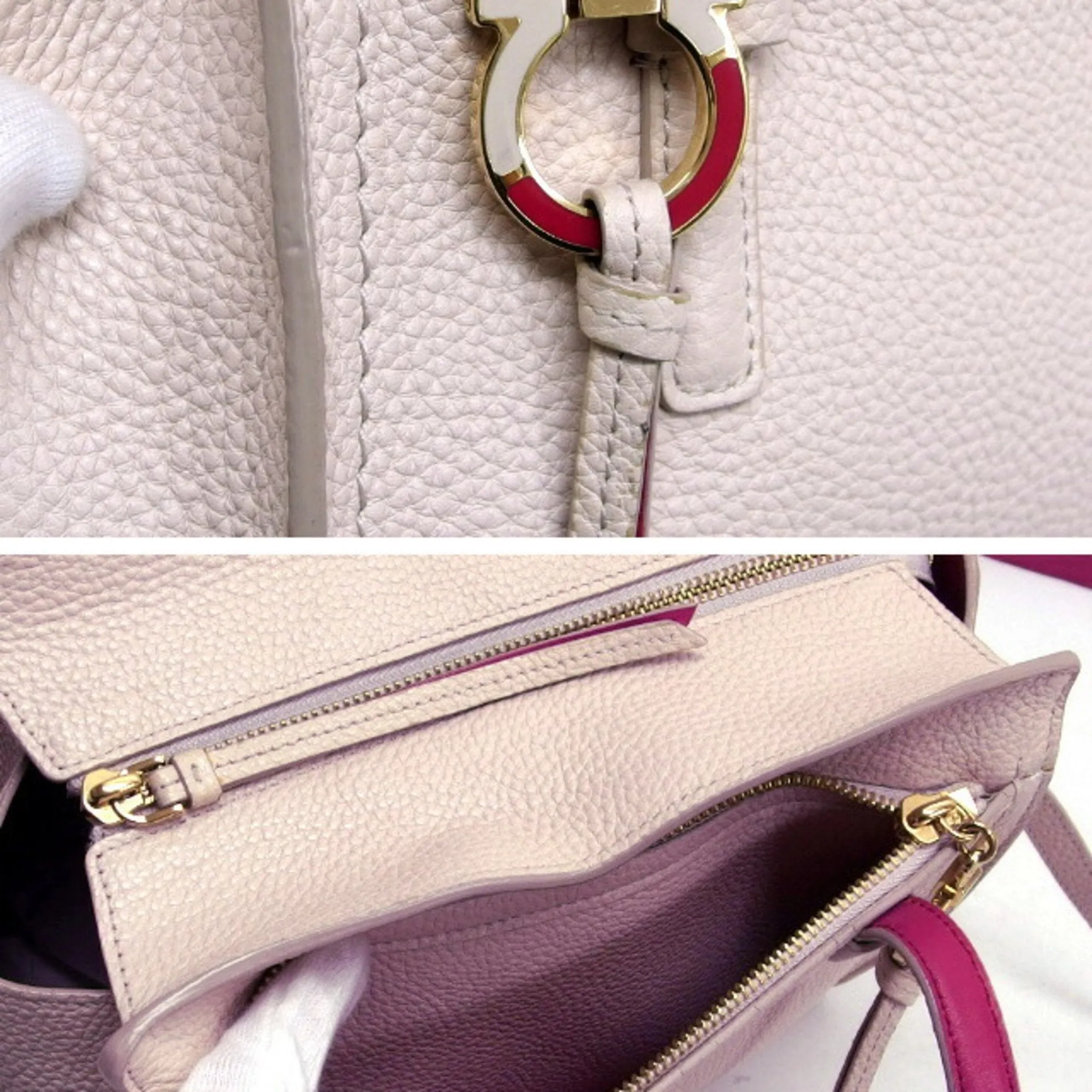 Salvatore Ferragamo  pink Leather Handbag Shoulder Bag Tote Bag (Pre-Owned)