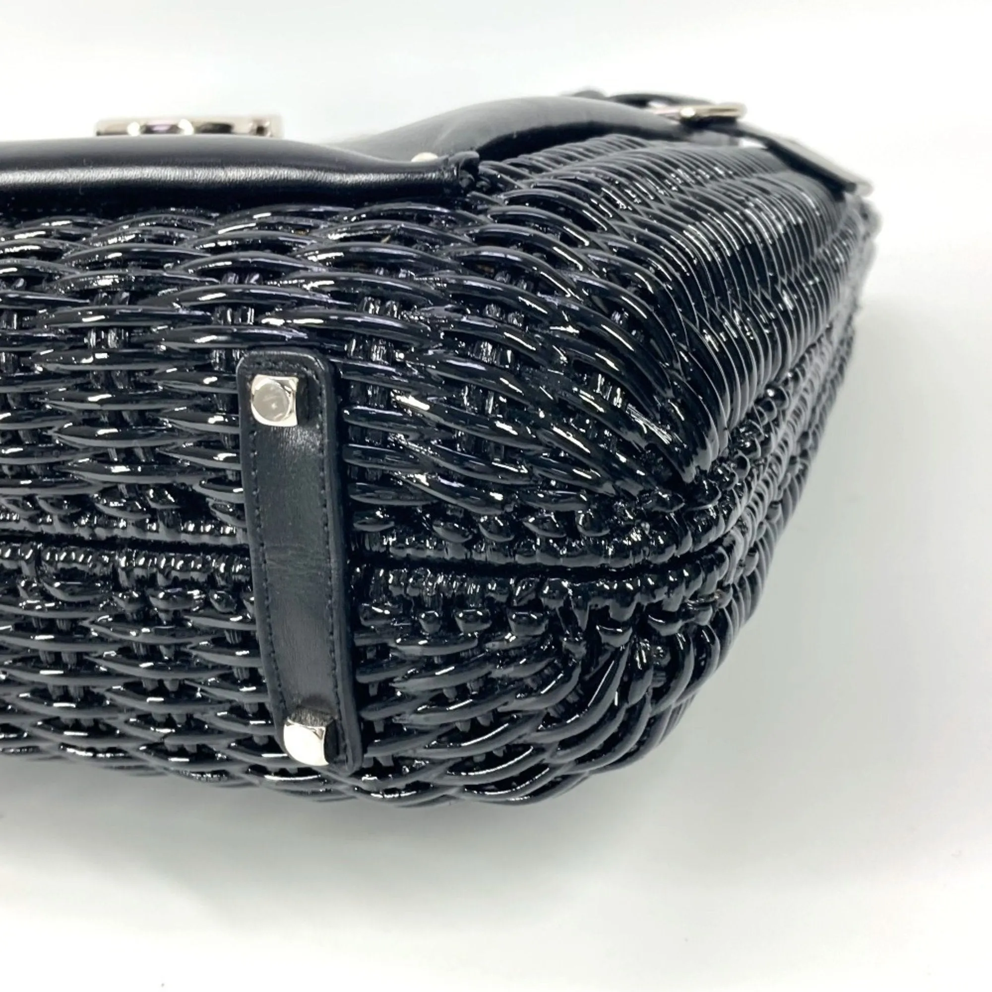 Salvatore Ferragamo Straw Leather Handbag Tote Bag (Pre-Owned)