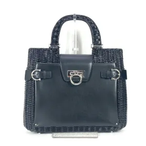 Salvatore Ferragamo Straw Leather Handbag Tote Bag (Pre-Owned)