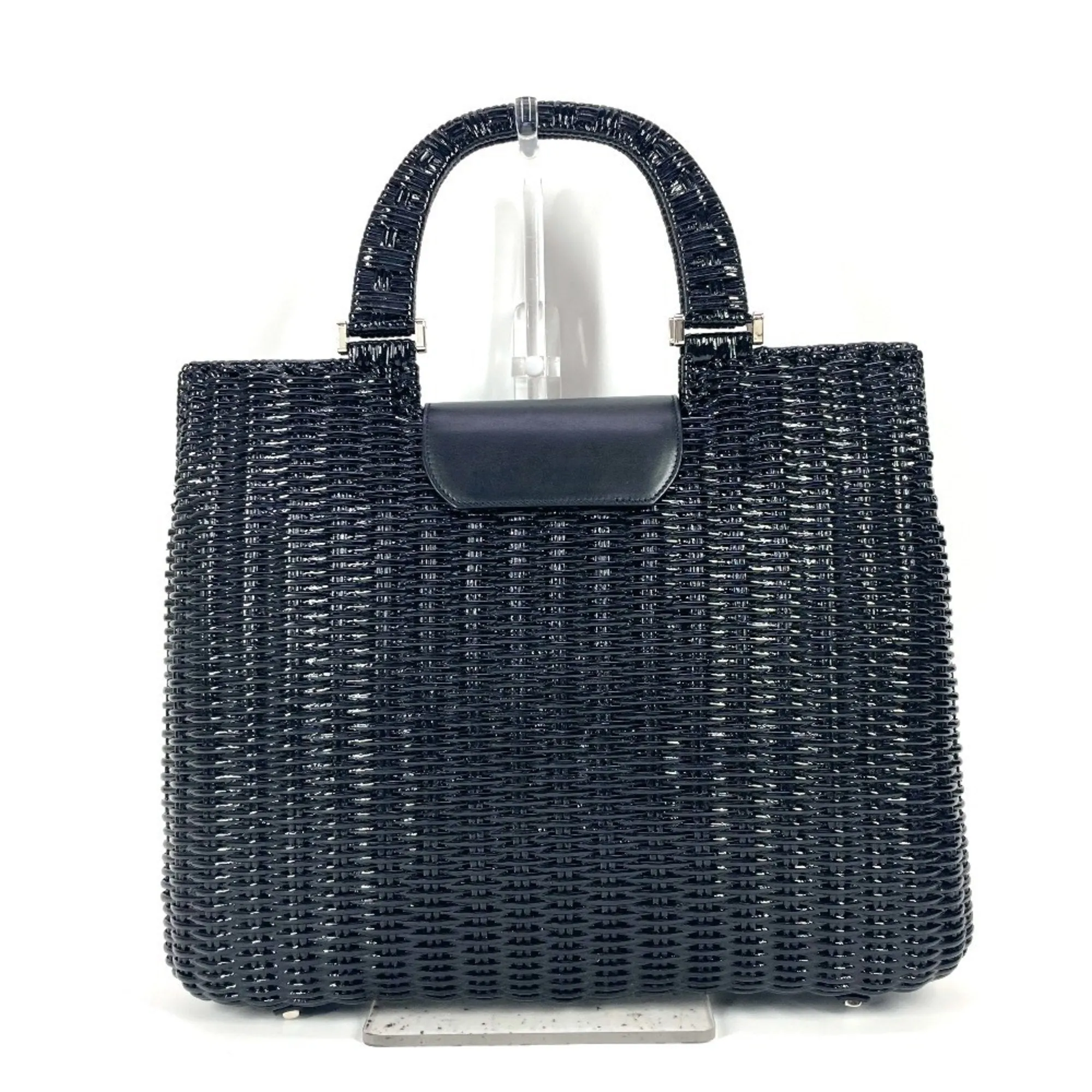 Salvatore Ferragamo Straw Leather Handbag Tote Bag (Pre-Owned)