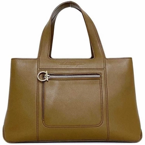 Salvatore Ferragamo Gancini Leather Handbag (Pre-Owned)