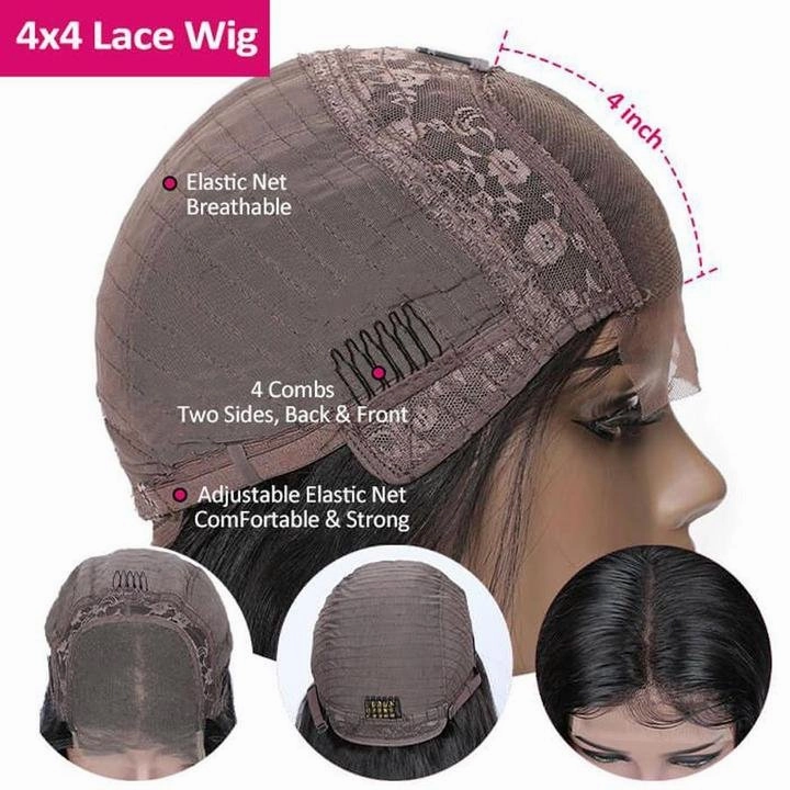 Short Curly Bob 4x4 HD Lace Closure Wig Thick Human Hair Bob Wigs 180%/250% Density With Baby Hair-Geeta Hair