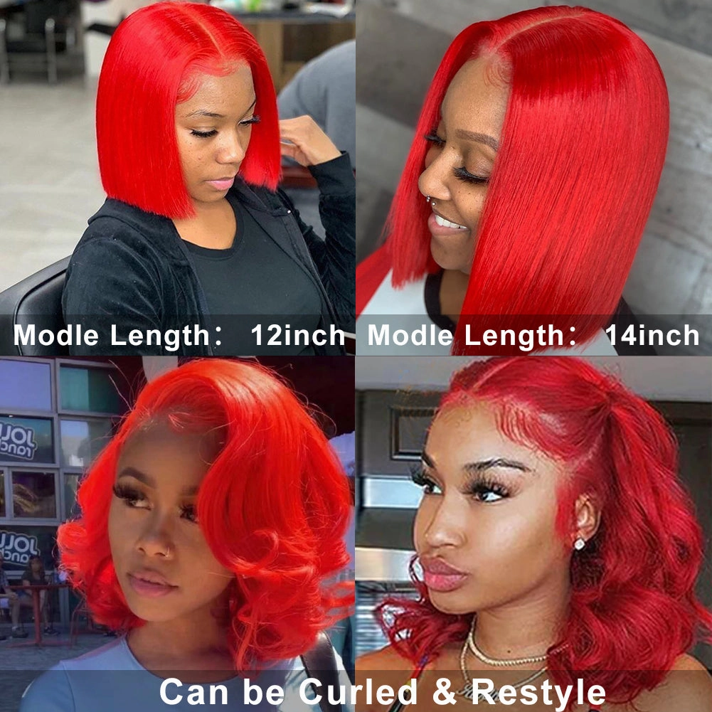 Short Red Bob Wigs Human Hair Wigs Standard Lace Front Wigs