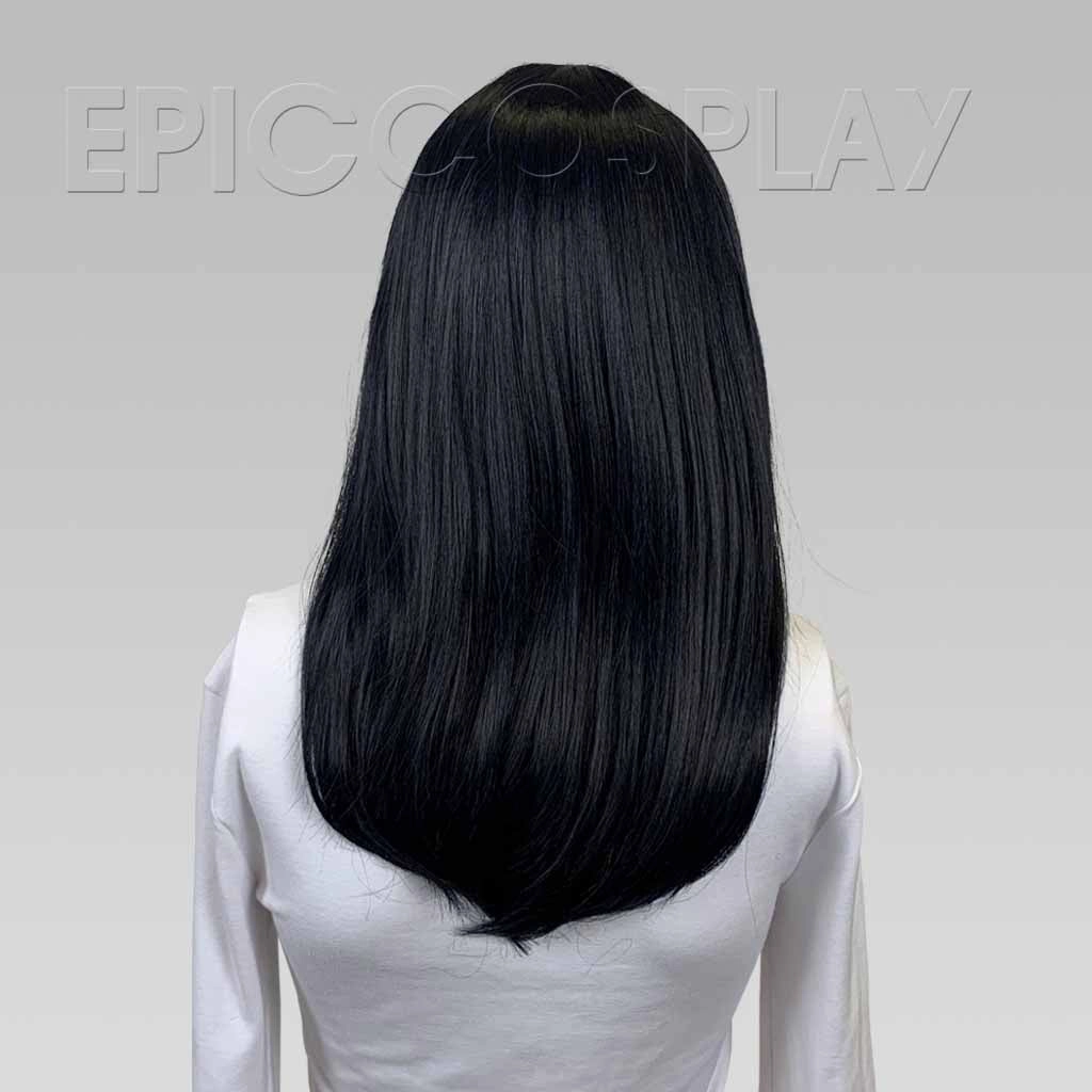 Signature  Black Blue Medium Length Wig with Bangs