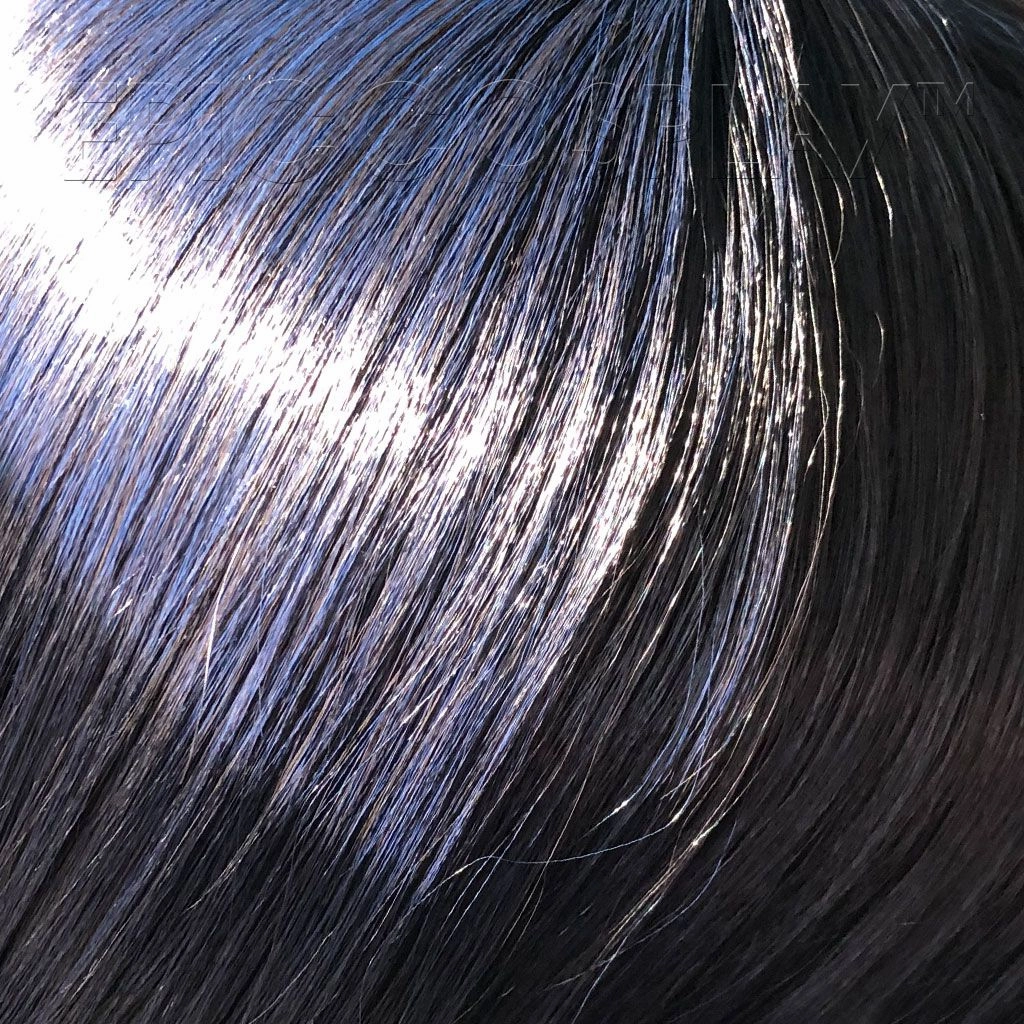Signature  Black Blue Medium Length Wig with Bangs