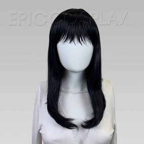 Signature  Black Blue Medium Length Wig with Bangs