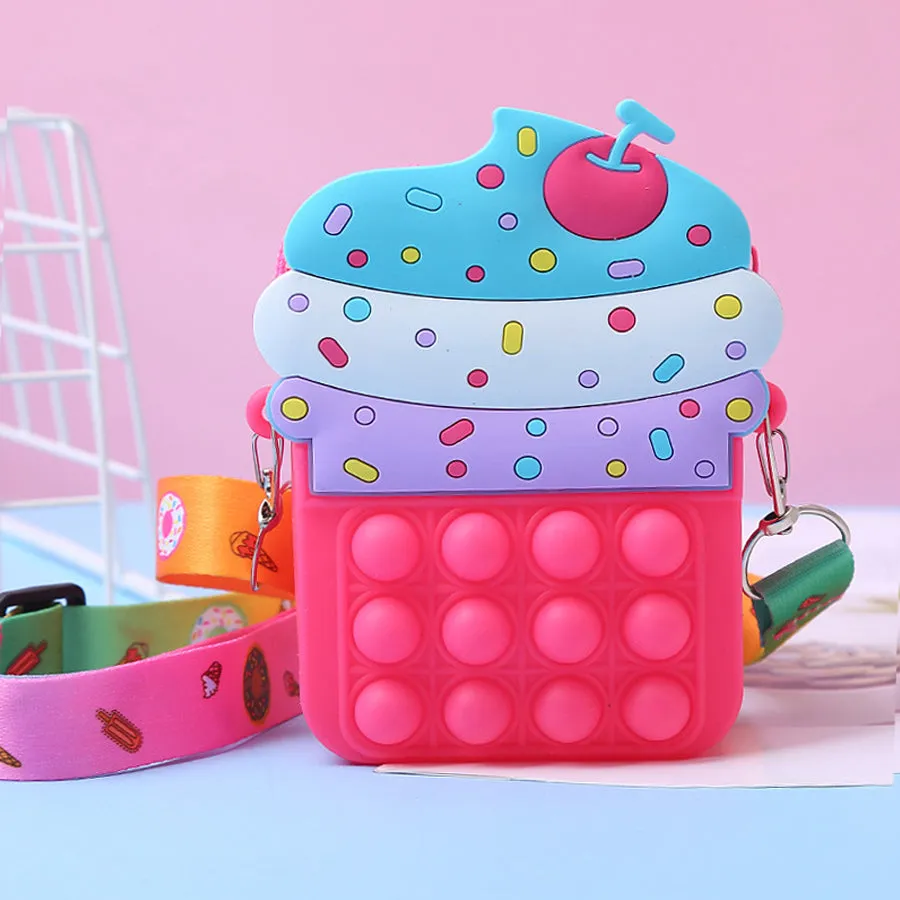 Silicone Decompression Toy Ice Cream Messenger Bag
