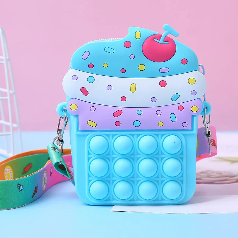Silicone Decompression Toy Ice Cream Messenger Bag
