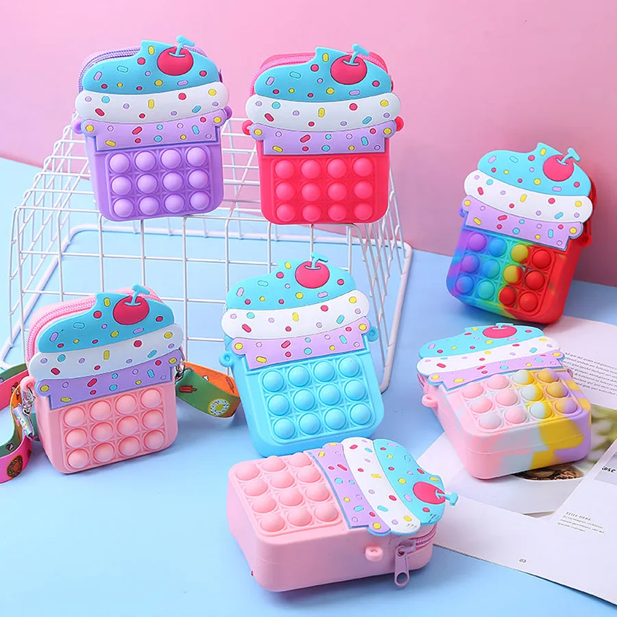 Silicone Decompression Toy Ice Cream Messenger Bag