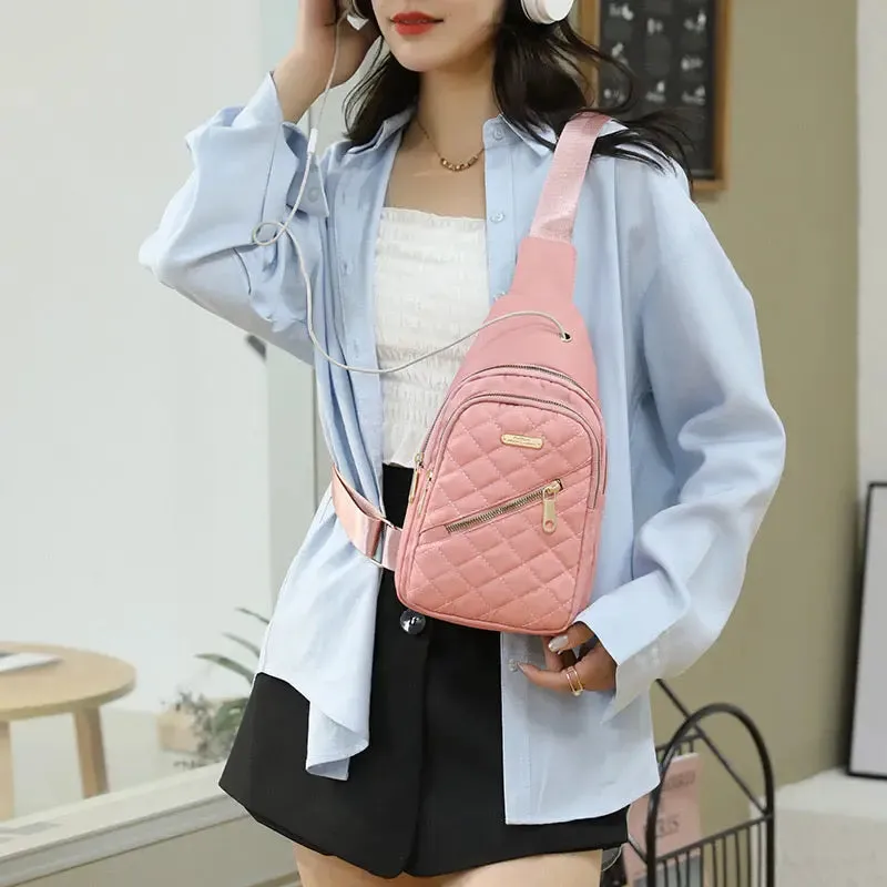 Simple chest bag & Gym bag small sling backpack, large capacity, waterproof, with headphone jack 1212