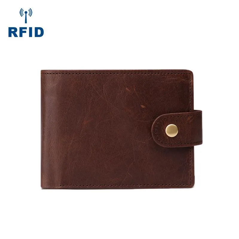 Small Trifold Leather Mens Wallet Billfold Wallet Trifold Wallet Driver's License Wallet for Men