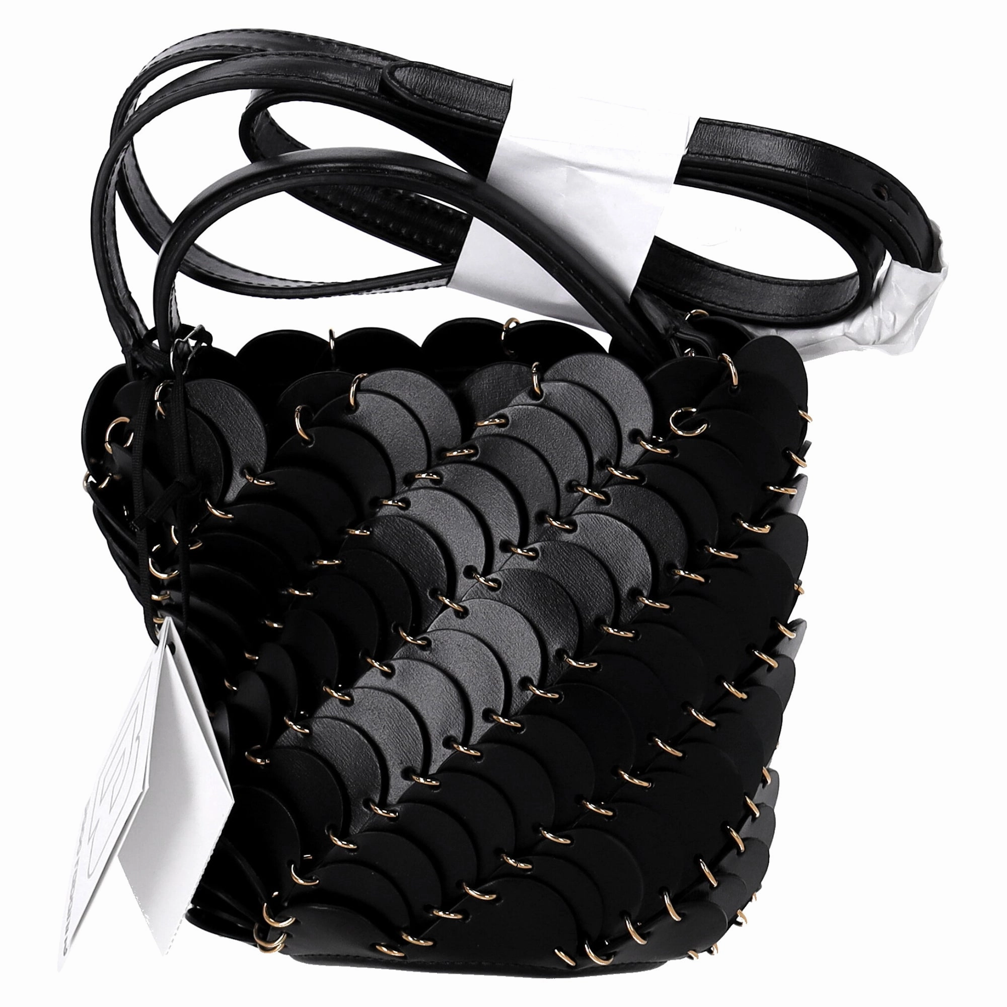 Small Black bucket Paco bag in leather
