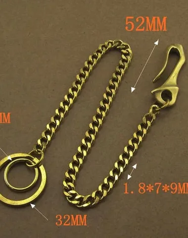 Solid Brass 15inch Wallet Chain Cool Punk Rock Biker Trucker Wallet Chain Trucker Wallet Chain for Men