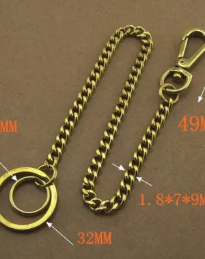 Solid Brass 15inch Wallet Chain Cool Punk Rock Biker Trucker Wallet Chain Trucker Wallet Chain for Men