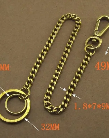 Solid Brass 15inch Wallet Chain Cool Punk Rock Biker Trucker Wallet Chain Trucker Wallet Chain for Men