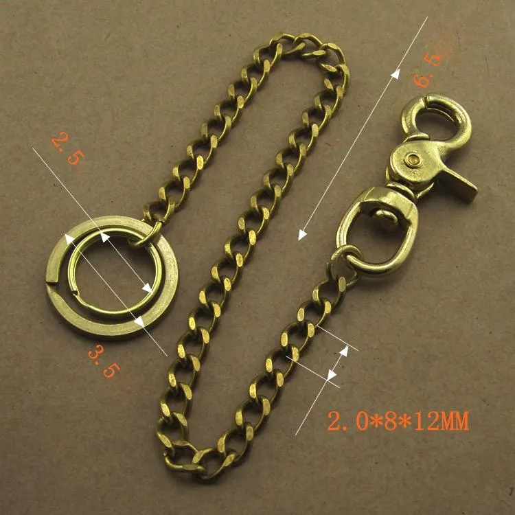 Solid Brass 15inch Wallet Chain Cool Punk Rock Biker Trucker Wallet Chain Trucker Wallet Chain for Men