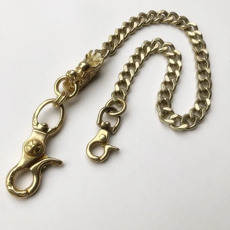 Solid Brass Cool Punk Rock Chinese Dragon Wallet Chain Biker Trucker Wallet Chain Trucker Wallet Chain for Men