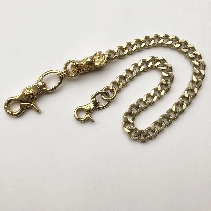 Solid Brass Cool Punk Rock Chinese Dragon Wallet Chain Biker Trucker Wallet Chain Trucker Wallet Chain for Men