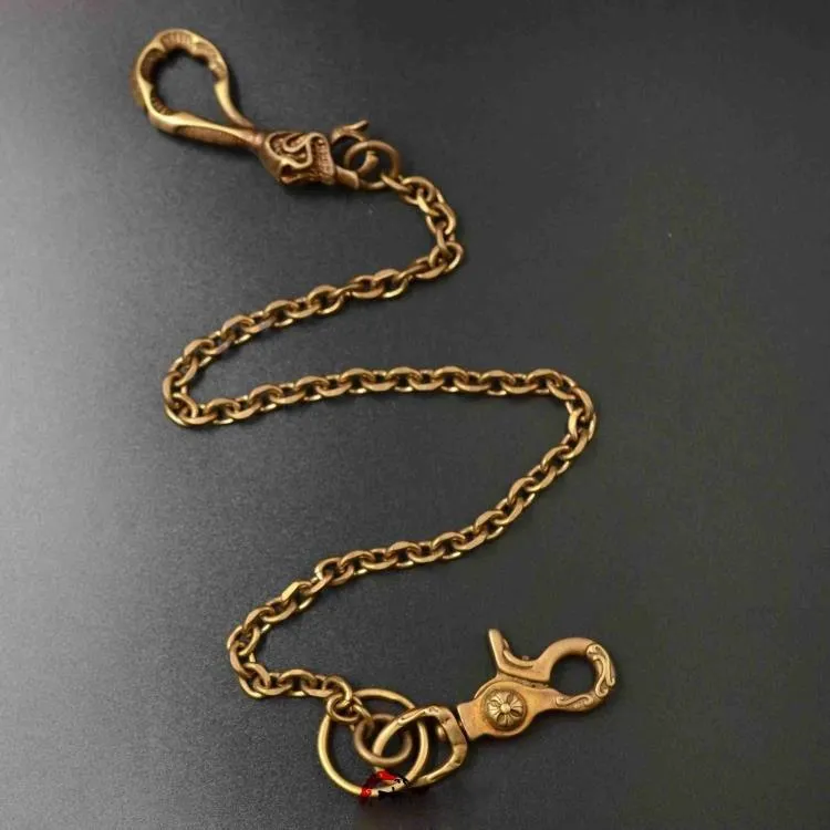 Solid Brass Cool Punk Rock Skull Wallet Chain Biker Trucker Wallet Chain Trucker Wallet Chain for Men