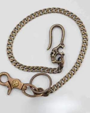 Solid Brass Cool Punk Rock Skull Wallet Chain Biker Trucker Wallet Chain Trucker Wallet Chain for Men