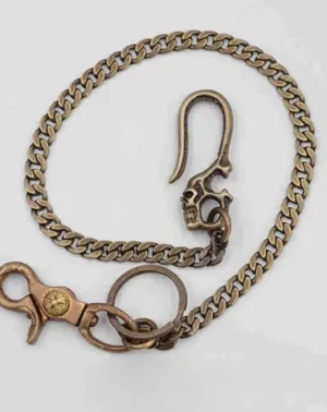 Solid Brass Cool Punk Rock Skull Wallet Chain Biker Trucker Wallet Chain Trucker Wallet Chain for Men