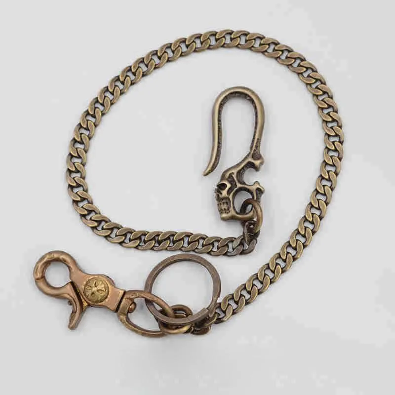 Solid Brass Cool Punk Rock Skull Wallet Chain Biker Trucker Wallet Chain Trucker Wallet Chain for Men