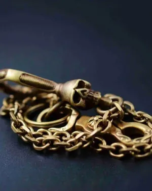 Solid Brass Cool Punk Rock Skull Wallet Chain Biker Trucker Wallet Chain Trucker Wallet Chain for Men
