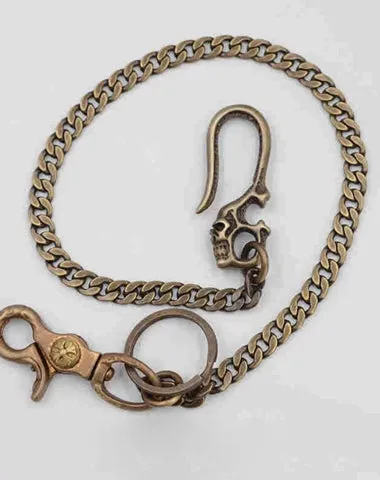 Solid Brass Cool Punk Rock Skull Wallet Chain Biker Trucker Wallet Chain Trucker Wallet Chain for Men