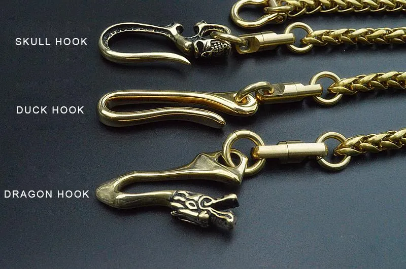 Solid Brass Cool Punk Rock Skull Wallet Chain Biker Trucker Wallet Chains Trucker Wallet Chain for Men