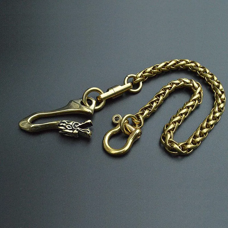 Solid Brass Cool Punk Rock Skull Wallet Chain Biker Trucker Wallet Chains Trucker Wallet Chain for Men